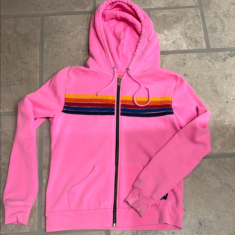 Aviator Nation Hot Pink Stripe Zip Up Size Small